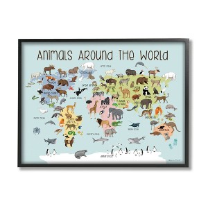 Stupell Industries Animals Around The World Map Framed Giclee Art - 1 of 4