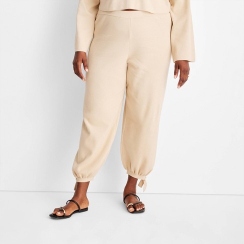 Women's High-Waisted Ankle Tie Pants - Future Collective™ with Jenny K.  Lopez Beige 3X