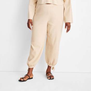 Women's High-Waisted Ankle Tie Pants - Future Collective™ with Jenny K. Lopez Beige