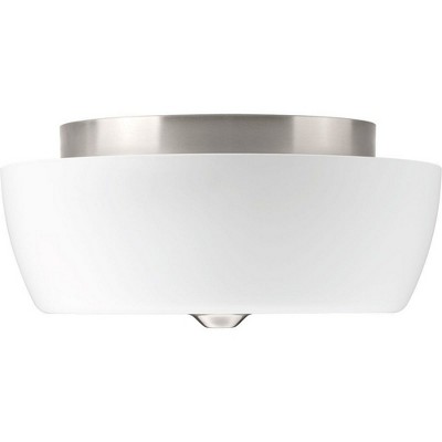Brushed Nickel 2-Light Flush Mount with Etched Glass Shades
