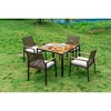 Ridstar All-Weather Outdoor Rattan 5-Piece Garden Dining Set with Rosewood Tabletop-Dark Brown - 3 of 4