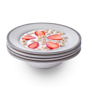 Portmeirion Potter's Brushstroke Oatmeal Bowl, Set of 4, Ideal for Porridge, Soup, Desserts, Durable Earthenware Bowls, Made in UK - Grey - 1 of 4