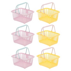 Unique Bargains Plastic Grocery Shopping Toy Organizing Mini Decorative Baskets 6.3" x 3.5" x 5.1" 6 Pcs - 1 of 4