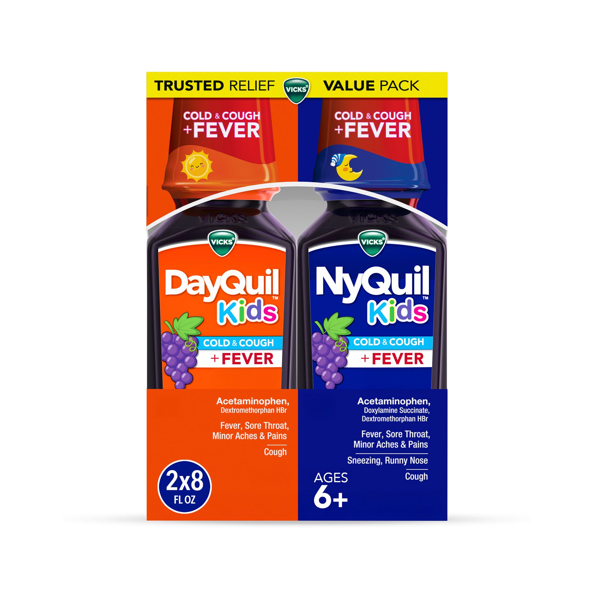 Vicks Kids' Combo Cold & Cough + Fever Syrup - Acetaminophen - Grape - 16 fl oz
