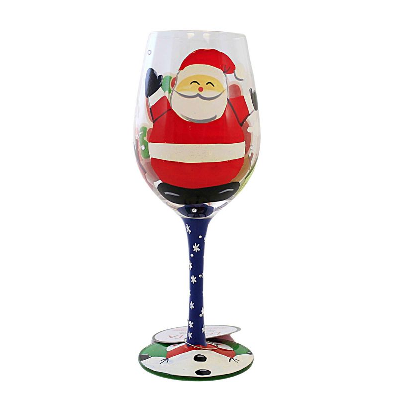 Enesco 9.0 Inch Go Big This Christmas Hand Painted Wine Glass Wine Glasses, 3 of 4
