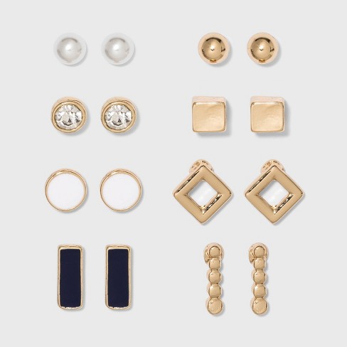 Multi Gold Hoops And Cubic Zirconia Stud Earring Set 8pc - A New Day™ :  Target