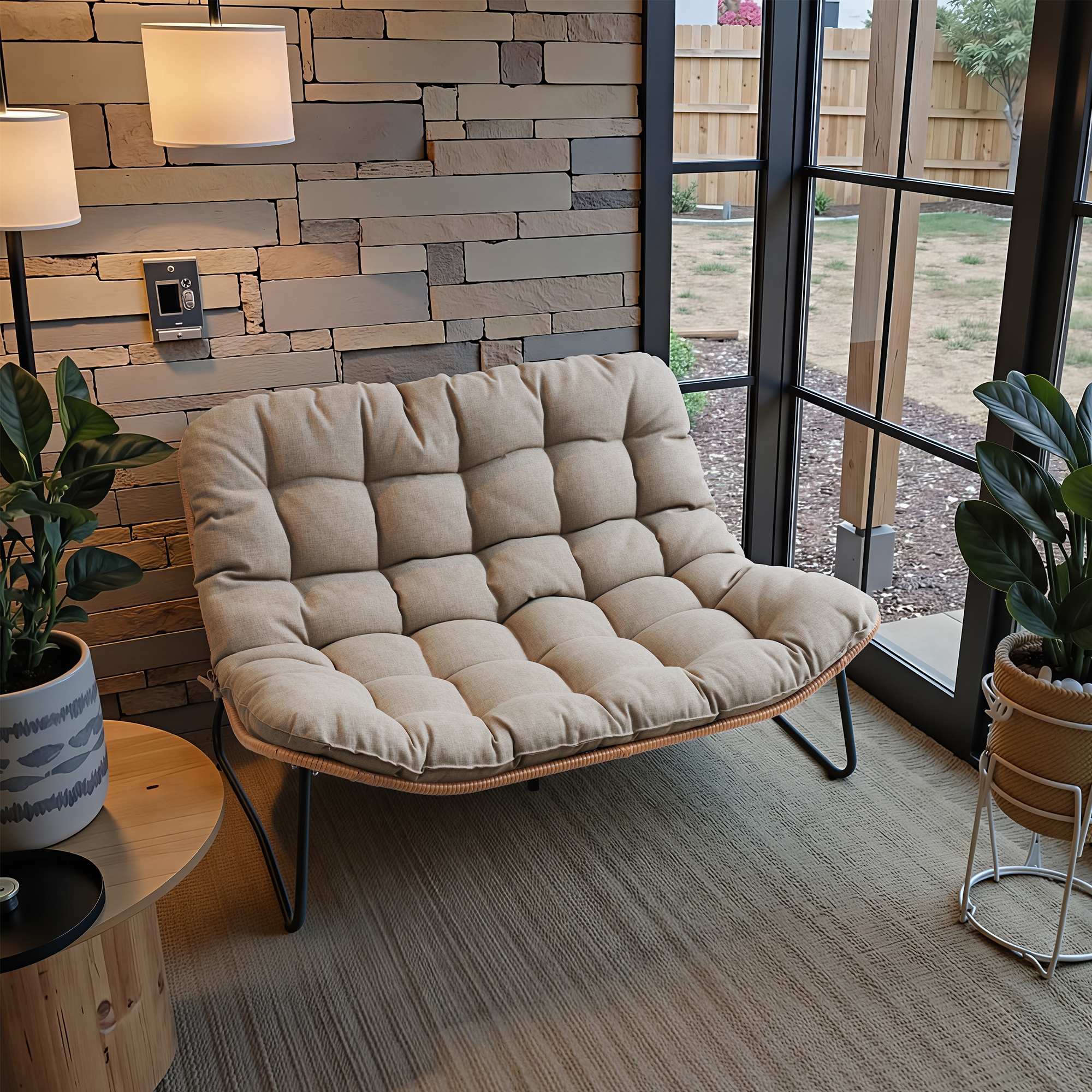 Crestlive Products Outdoor Patio Loveseat All-Weather Rattan With Soft Cushions For Balcony Poolside Beige