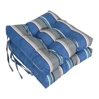 Blazing Needles, 16-inch Spun Polyester Patterned Outdoor Square Tufted Chair Cushions (Set of 2)