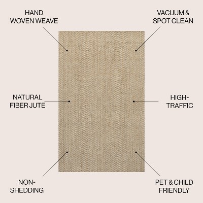 Espina Handwoven Ivory Jute Herringbone 8' x 10' Area Rug