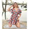 LA LEELA Women's Beachwear Dress Summer Swim Beach Cover Ups for Swimwear Women Swimsuit Coverups for Women XL-XXL Leaves, Blue - 4 of 4