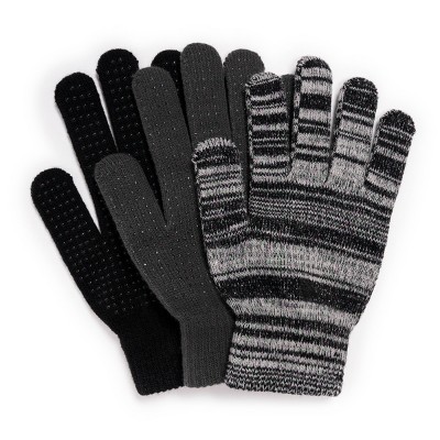 Quietwear Men's 3-Pair Pack Grip Dot Assorted Gloves