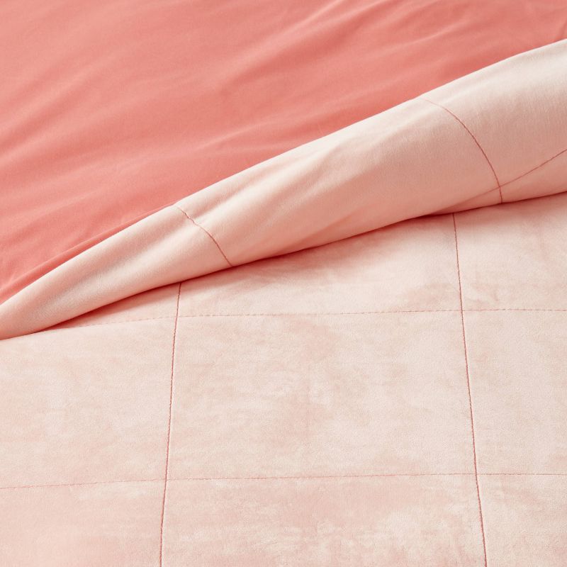 Kids' Duvet Windowpane Velvet Pink - Pillowfort™, 4 of 11