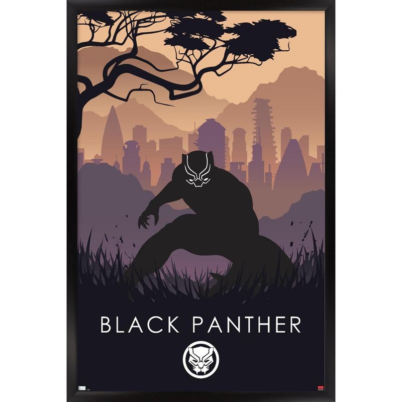 Trends International Marvel Heroic Silhouette - Black Panther Framed Wall Poster Prints, 1 of 7