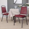 Emma and Oliver 4 Pack Trapezoid Banquet Stack Chair, 2.5" Seat - Gray Fabric/Silver Vein Frame - 2 of 4