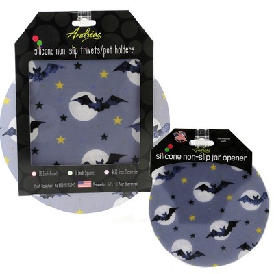 Tabletop 10.0" Bats And Stars Silicone Pads Pot Holder Trivet Jar Opener Andrea  -  Trivets