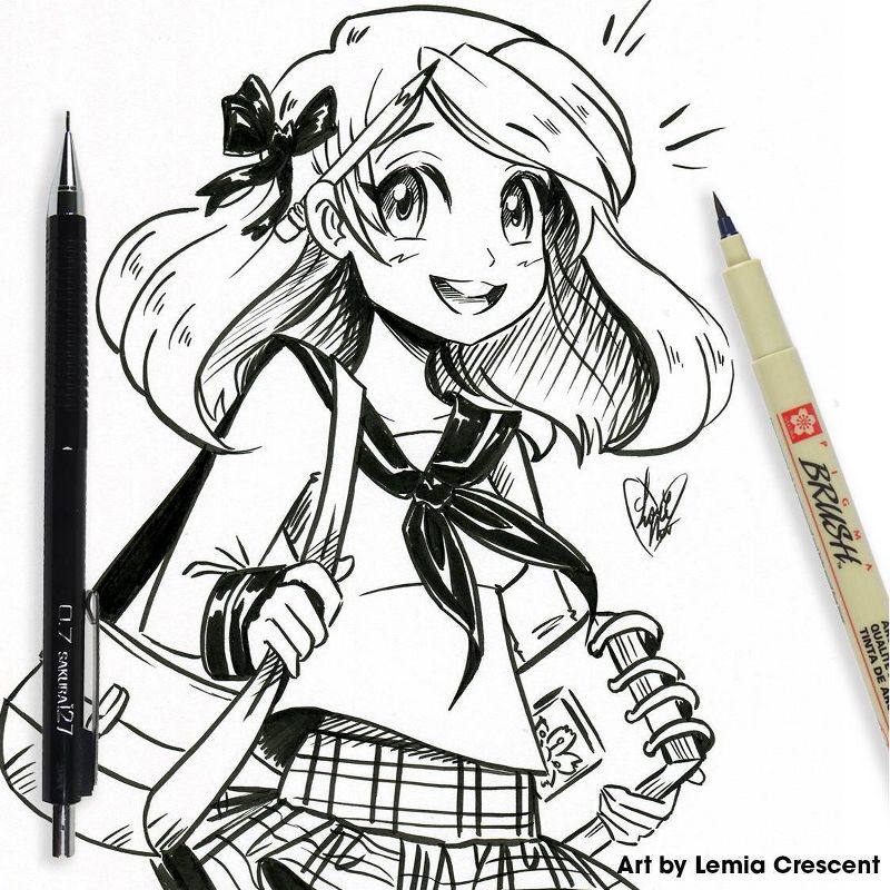 6pc Manga Comic Pro Drawing Set - Black Pigma Micron, 4 of 6