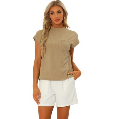Allegra K Women's Casual 2 Pieces Loose Cap Sleeve Tops High Waisted Shorts Sets