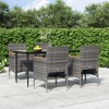 vidaXL 5 Piece Patio Dining Set with Cushions - Gray and Black, 63" Table Length, 4 Chairs - 2 of 4
