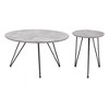Gray Faux-Concrete Top Coffee Table Set 16.9" & 20.9" H, (2-Piece), Black Powder-Coated Steel Frames By Zou Modern - 4 of 4