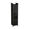 Akoasm 60.62 in. H Modern Four-Tier Glass Door Cabinet with Five Storage Levels for Entryway & Bathroom-Black - 3 of 4