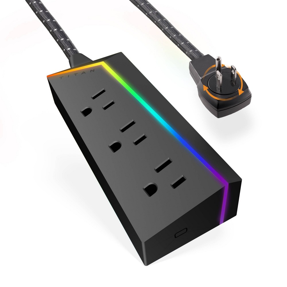 Titan 3-Outlet Grounded Extension Cord with LED 8ft Braided Cord