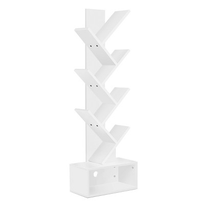 Sorbus 7-Tier Zigzag Tree Bookcase with Open Drawer for Books, Decor, and Accessories - Space-Saving Organizer Unit for Living Room, Bedroom, Office