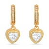 Steeltime Ladies brass simulated diamonds dangling charm heart huggie earrings. Color Options: White, Gold - 2 of 4