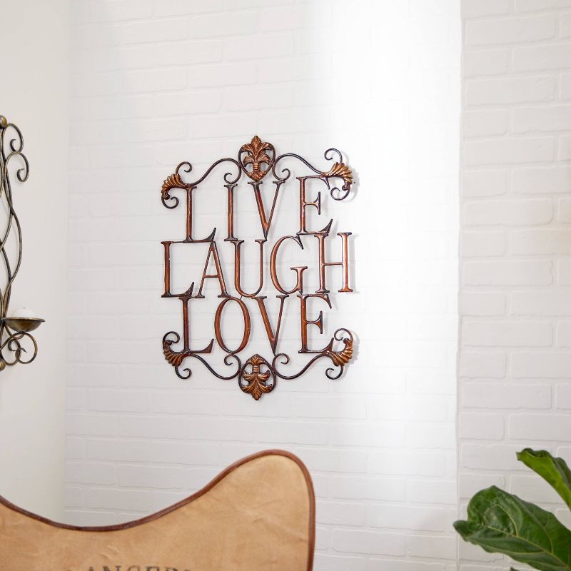 28&#34; x 21&#34; Traditional Metal Live Laugh Love Wall D&#233;cor Brown - Olivia &#38; May, 4 of 14