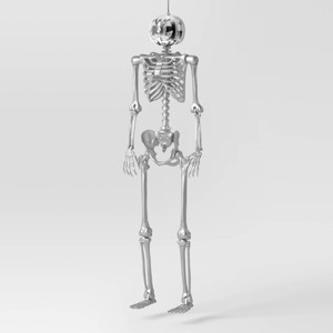 60" Poseable Pumpkin Skeleton Halloween Decorative Prop Silver Disco - Hyde and EEK! Boutique™ - 1 of 3