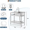 Freestanding Stainless Steel Utility Sink with Workbench, Commercial Prep Sink Station with Hot & Cold Faucet - 2 of 4