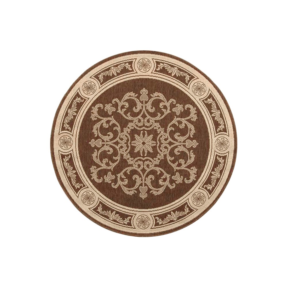 5'3in Round Outdoor Rug Chocolate/Natural - Safavieh