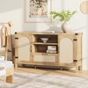 47.2" Rattan Sideboard Buffet Cabinet with Storage, Farmhouse Kitchen Buffet Cabinet with Drawer, Boho Wooden Coffee Bar Cabinet with Open Shelves - 3 of 4
