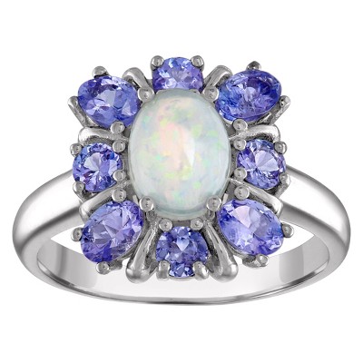 Designs By Gioelli Sterling Silver Opal And Tanzanite Ring