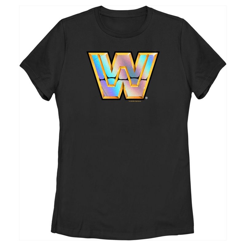 Women's WWE WrestleMania Gold Shiny Logo T-Shirt, 1 of 5