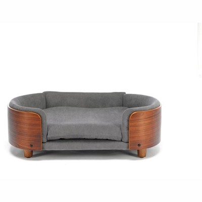 OUTSUPPLY Dog Bed with Solid Wood Legs, Velvet Cushion Pet Sofa for Mid-Size Dogs & Cats
