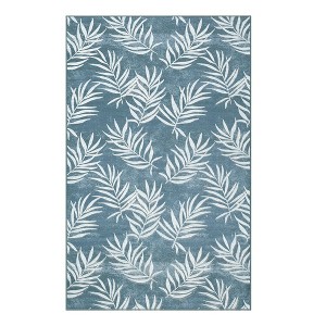 Modern Outdoor Rug, Washable Indoor/Outdoor Area Rug With Tropical Leaf Pattern, Non-Shedding, Pet & Kid-Friendly Carpet for Patio, Porch, Balcony - 1 of 4