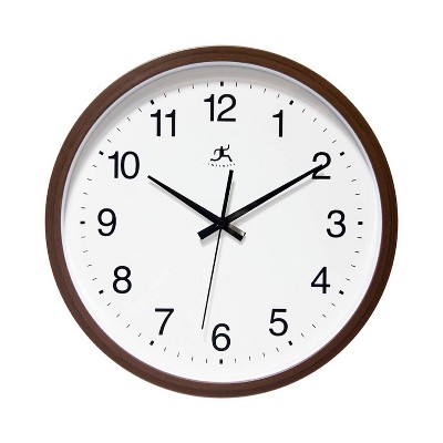 14" Wall Clock with Walnut Finish Brown - Infinity Instruments