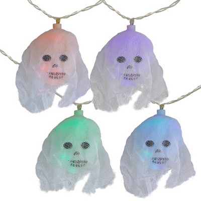 Kurt S. Adler Set of 10 LED Color Changing Novelty Skull Light Set - 11 ft Clear Wire