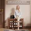 Hrinhom 31.7"W 100%Solid Wood Shoe Rack with Adjustable 3-Tier shelves + Storage Space - 3 of 4