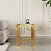 VYNXARIA Top and Bottom Double Layer Tempered Glass End Table and Mirror Finished Stainless Steel Frame - 2 of 4