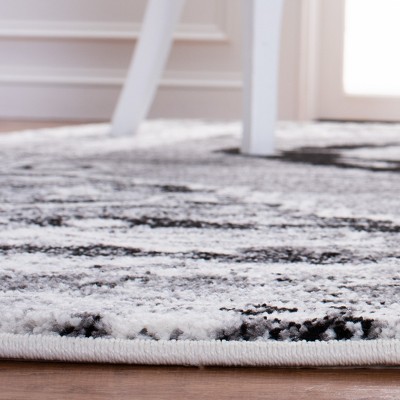 Grey and Ivory Hand-Knotted Synthetic Rectangular Area Rug