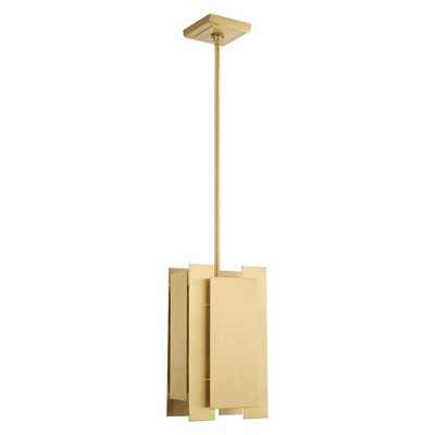 Contemporary Satin Brass Mini Pendant Light for Indoor/Outdoor