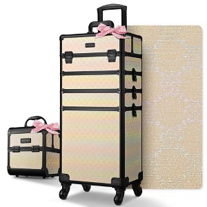 Byootique Rolling Makeup Train Case w/ Cube Case Cosmetic Organizer Travel - 1 of 4