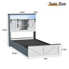 Bed Frame with Bookcase Headboard, Sliding Barn Door Storage Shelves - 2 of 4