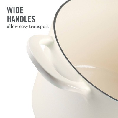 Linen Enamel Cast Iron 7-Quart Dutch Oven with Gold Knob