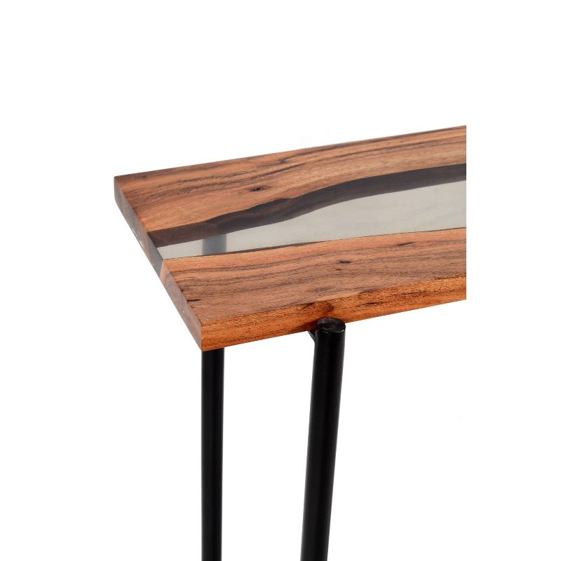 36&#34; Rivers Edge Acacia Wood and Acrylic Narrow Console/Entryway Table Brown - Alaterre Furniture, 4 of 10