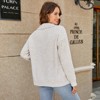 Women's Knitted Cardigan Lapel Full Zipper Sweater Jacket Long Sleeve Casual Sweater Coat Side Pockets Beige M - 2 of 4