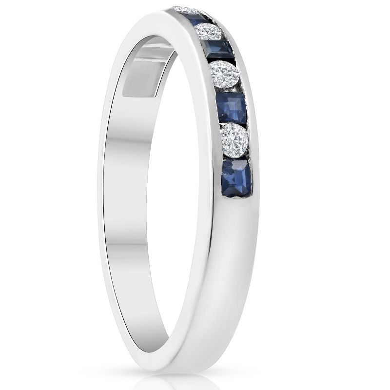 Pompeii3 1/2ct Princess Cut Sapphire & Diamond Wedding 14K White Gold Ring, 3 of 6