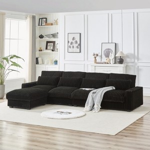 KTMBDW 126" Sectional Couches for Living Room, L Shaped Couch, 4-Seat Sofa Set with Corduroy Fabric for Home Furniture - 1 of 4