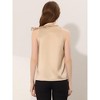 INSPIRE CHIC Women's Elegant Satin Sleeveless Bow Tie Mock Neck Solid Work Blouse - 4 of 4